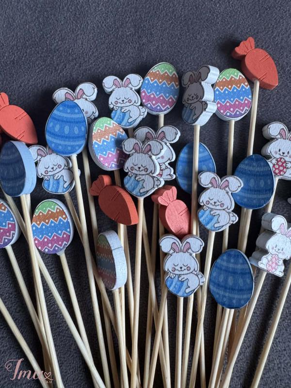 imusau.lt | parduodama Išskirtinų Velykų stalo, žaismingų užkandžių smeigtukų rinkinys. 50 vnt