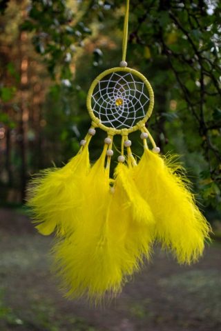 imusau.lt | parduodama Nedidelė rankų darbo geltona sapnų gaudyklė