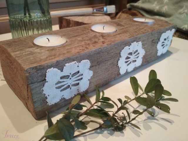 imusau.lt | parduodama Medinė žvakidė Močiutės nėriniai