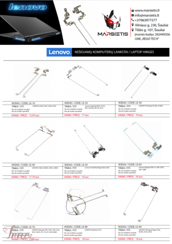 imusau.lt | parduodama LENOVO kompiuterio lankstai, vyriai, ekrano laikikliai