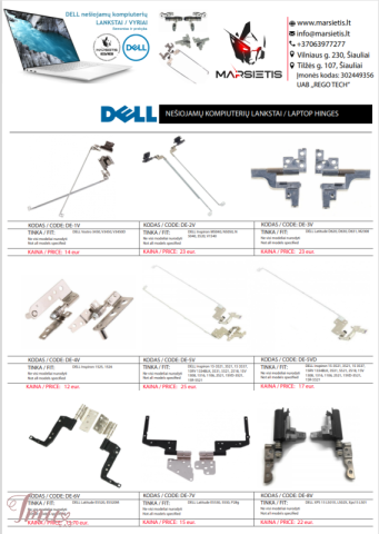 imusau.lt | parduodama PIGIAUSIAI. DELL kompiuterio lankstai, vyriai, ekrano laikikliai