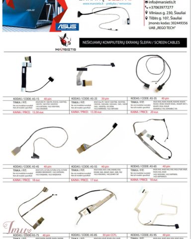 imusau.lt | listing PIGIAUSIAI. ASUS nešiojamų kompiuterių ekranų šleifai