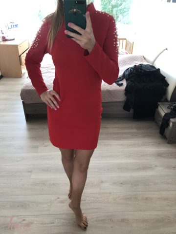 imusau.lt | parduodama raudona suknele su perliukais