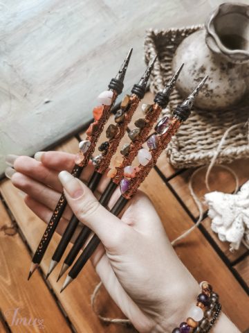 imusau.lt | parduodama Magiški rašikliai - burtų lazdelės su kristalais ir akmenimis