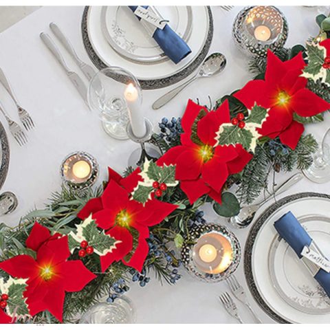 imusau.lt | parduodama Kalėdinės puansetijos dekoracijos girliandos 2m 10 LED