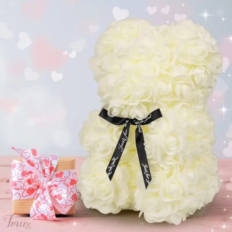 imusau.lt | listing Rankų darbo baltas meškiukas iš dirbtinių rožių