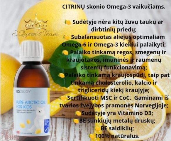 imusau.lt | parduodama Eqology žuvų aliejus vaikams