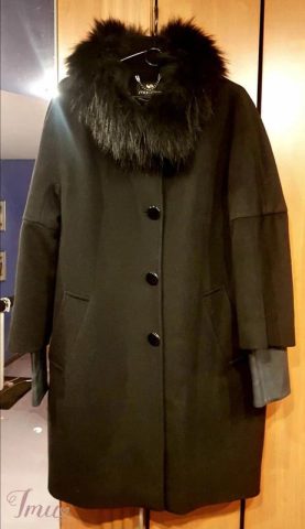 imusau.lt | listing Žieminis vilnonis paltas su natūraliu kailiu bei oda